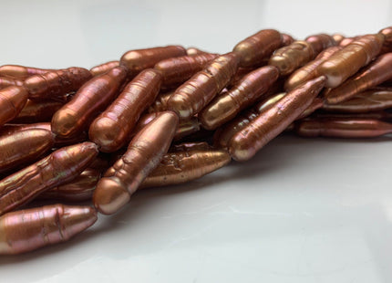 6x23 mm Brick Orange Red Color Biwa Stick Freshwater Pearl Beads Genuine Rare Biwa Stick Pearls #1837