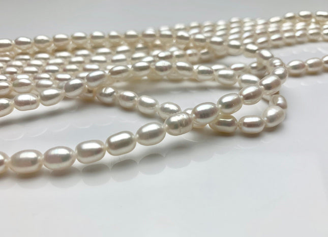 6x7-9 mm AA Natural White Freshwater Pearl Rice/Oval Shape Pearl Beads Genuine High Luster Freshwater Pearls #1665