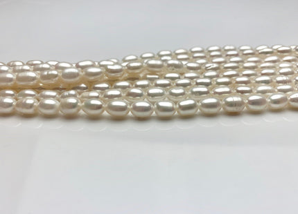 6x7-9 mm AA Natural White Freshwater Pearl Rice/Oval Shape Pearl Beads Genuine High Luster Freshwater Pearls #1665
