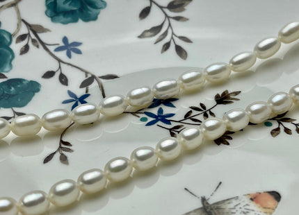 6x7-9 mm AA Natural White Freshwater Pearl Rice/Oval Shape Pearl Beads Genuine High Luster Freshwater Pearls #1665