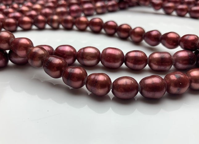 9x10-11 mm Large Hole Rice / Oval Dusty Rose Pink Color 2.2 mm Hole Pearl Bead Genuine Large Hole Freshwater Pearls #1535
