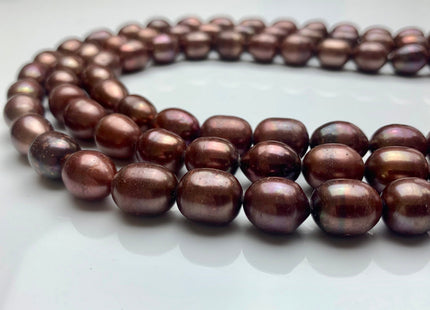 10x13 mm Copper Brown Rice/Oval Freshwater Pearl Beads, Genuine Cultured Brown Rice Freshwater Pearl Beads 32 Beads #469