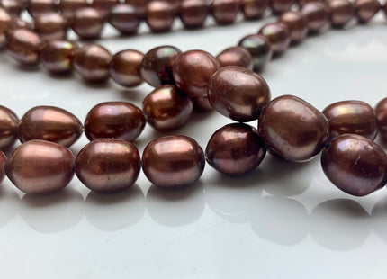 10x13 mm Copper Brown Rice/Oval Freshwater Pearl Beads, Genuine Cultured Brown Rice Freshwater Pearl Beads 32 Beads #469