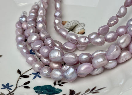 9x11-12mm AA Half Strand Large Hole Lavender Purple Color Freshwater Rice Nugget Pearl 2.2mm High Luster Lilac Pearl #P2318