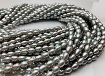 5.5x7.5 mm AAA Large Hole Rice / Oval Freshwater Pearl Hole Size 1.8mm Genuine freshwater Pearls Large Hole Gray Rice Pearl #1342