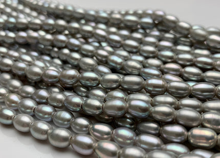 5.5x7.5 mm AAA Large Hole Rice / Oval Freshwater Pearl Hole Size 1.8mm Genuine freshwater Pearls Large Hole Gray Rice Pearl #1342