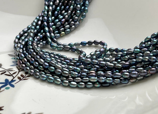 2.5-3x4 mm AA Rainbow Peacock Color Rice Tiny Seed Freshwater Pearls High Luster Seed Freshwater Pearls Genuine Tiny Quality Pearls #P2144