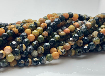 4 mm Faceted Round Yellow And Green Color Agate Gemstone Beads Genuine Agate Gemstone Loose Beads 14 Inches Strand #3014