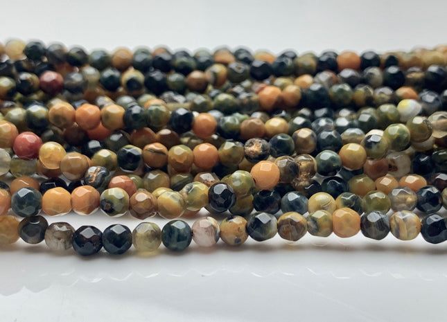 4 mm Faceted Round Yellow And Green Color Agate Gemstone Beads Genuine Agate Gemstone Loose Beads 14 Inches Strand #3014