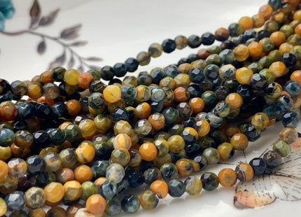 4 mm Faceted Round Yellow And Green Color Agate Gemstone Beads Genuine Agate Gemstone Loose Beads 14 Inches Strand #3014