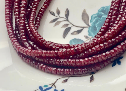 3mm 4mm 5mm AAA Faceted Rondelle Natural Red Ruby Gemstone Beads Genuine Top Quality High Polished Faceted Ruby Gemstone Loose Beads #3774