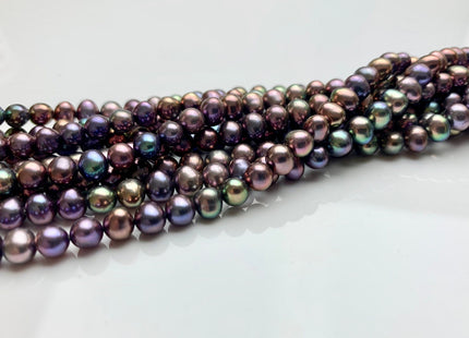 4-6 mm AAA Purple Peacock Color Potato Freshwater Pearl Beads Genuine High Luster Rainbow Metallic Peacock Color Freshwater Pearls #1907