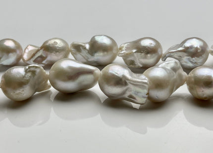 15-16x18-24 mm AA Natural White Baroque Pearl Beads Genuine Natural Freshwater Tear Drop Shape Baroque Flame Ball Pearls #P1969
