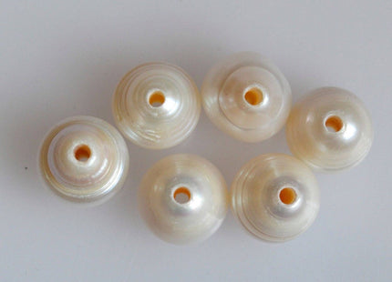 12-14 mm Large Hole White Graduated Freshwater Pearl With Ring Hole Size 2.0 mm, Large Hole White Freshwater Pearl Beads #106