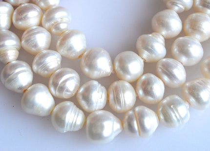 12-14 mm Large Hole White Graduated Freshwater Pearl With Ring Hole Size 2.0 mm, Large Hole White Freshwater Pearl Beads #106
