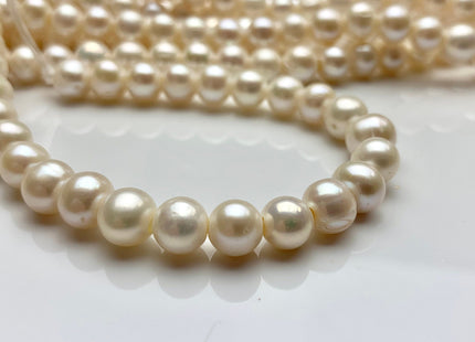 8 - 8.5 mm Half Strand AAA Large Hole High Luster Semi Round/Potato White Freshwater Pearls Beads 2.1mm Hole Large Hole Pearl Beads #170