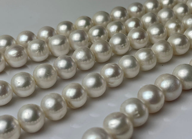 10mm AAA Large Hole Round Natural White Freshwater Pearl Beads Hole Size 1.5 Genuine Top Quality High Luster Pearls 40 Beads #P2238