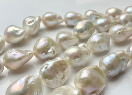 13x17-15x22 mm AA Natural White Baroque Pearl Beads Genuine Natural Freshwater Tear Drop Shape Baroque Flame Ball Pearls #P1429