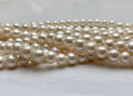 8 - 8.5 mm Half Strand AAA Large Hole High Luster Semi Round/Potato White Freshwater Pearls Beads 2.1mm Hole Large Hole Pearl Beads #170