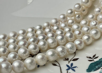 10mm AAA Large Hole Round Natural White Freshwater Pearl Beads Hole Size 1.5 Genuine Top Quality High Luster Pearls 40 Beads #P2238