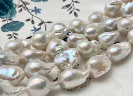 13x17-15x22 mm AA Natural White Baroque Pearl Beads Genuine Natural Freshwater Tear Drop Shape Baroque Flame Ball Pearls #P1429