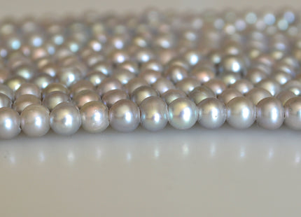 5-6 mm AA Large Hole Gray Color Potato Freshwater Pearl Beads 1.8 mm Hole Genuine Large Hole Gray Pearl 8 Inches Strand #8