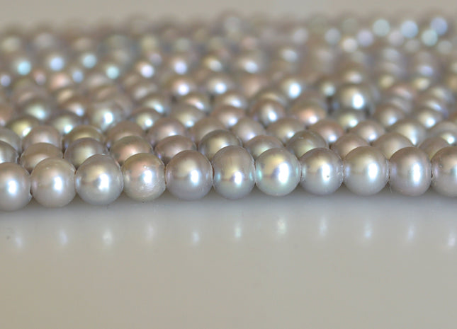 5-6 mm AA Large Hole Gray Color Potato Freshwater Pearl Beads 1.8 mm Hole Genuine Large Hole Gray Pearl 8 Inches Strand #8