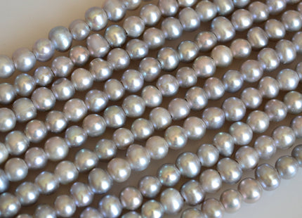 5-6 mm AA Large Hole Gray Color Potato Freshwater Pearl Beads 1.8 mm Hole Genuine Large Hole Gray Pearl 8 Inches Strand #8