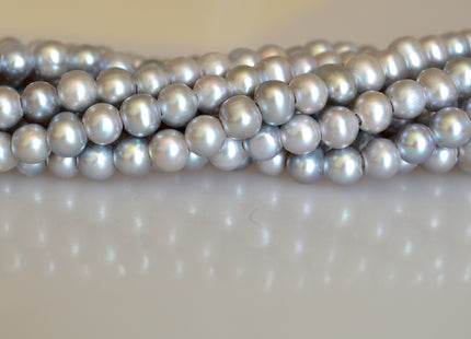 5-6 mm AA Large Hole Gray Color Potato Freshwater Pearl Beads 1.8 mm Hole Genuine Large Hole Gray Pearl 8 Inches Strand #8