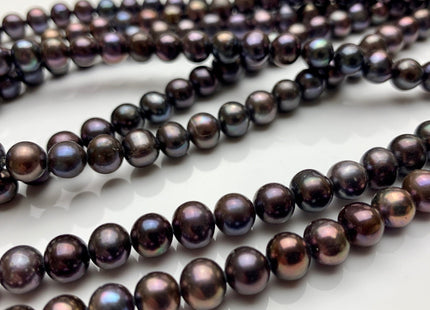 7-8 mm Dark Peacock Color Freshwater Potato Pearls Genuine Peacock Freshwater Pearl Beads #1414