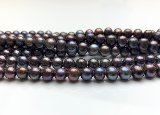 7-8 mm Dark Peacock Color Freshwater Potato Pearls Genuine Peacock Freshwater Pearl Beads #1414