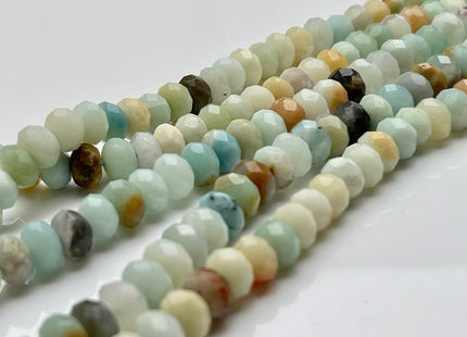 5x8mm AAA Faceted Rondelle Amazonite Gemstone Beads Natural Blue Brown Color Genuine Amazonite Loose Beads 15 Inches Strand #3889