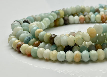 5x8mm AAA Faceted Rondelle Amazonite Gemstone Beads Natural Blue Brown Color Genuine Amazonite Loose Beads 15 Inches Strand #3889