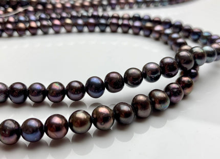 7-8 mm Dark Peacock Color Freshwater Potato Pearls Genuine Peacock Freshwater Pearl Beads #1414