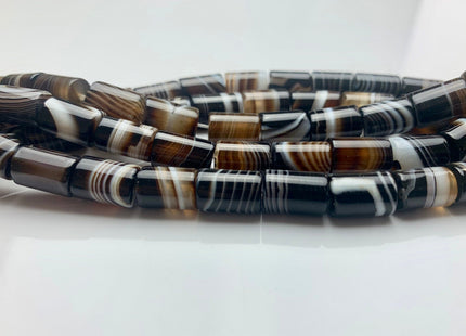 8x12 mm Tube Shape Coffee Wave Line Agate Gemstone Beads Coffee Color Agate Gemstone Beads. #2604