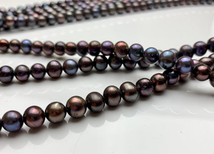 7-8 mm Dark Peacock Color Freshwater Potato Pearls Genuine Peacock Freshwater Pearl Beads #1414