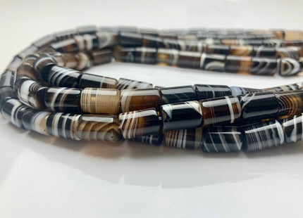 8x12 mm Tube Shape Coffee Wave Line Agate Gemstone Beads Coffee Color Agate Gemstone Beads. #2604
