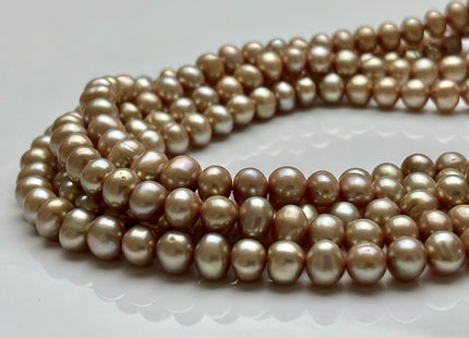 7 mm Gold Champagne Color Potato Freshwater Pearl Beads Genuine High Luster Gold Champagne Potato Freshwater Pearls #P2073