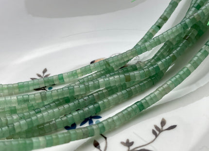 2x4 mm Natural Green Aventurine Heishi Rondelle Shape Genuine Natural Color Aventurine Discs Gemstones Loose Beads 15.5 Inches Strand #3955