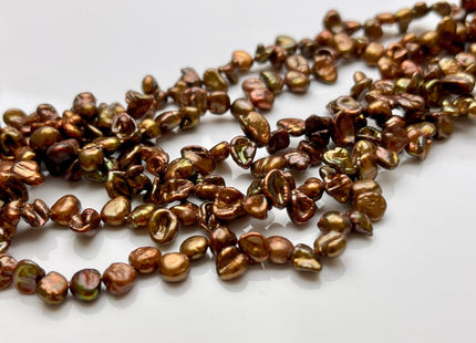 5-7x8mm High Luster Metallic Chocolate Brown Keshi Freshwater Pearl Beads Top Drilled Dancing Brown Pearls Genuine Keshi Pearls #P1709