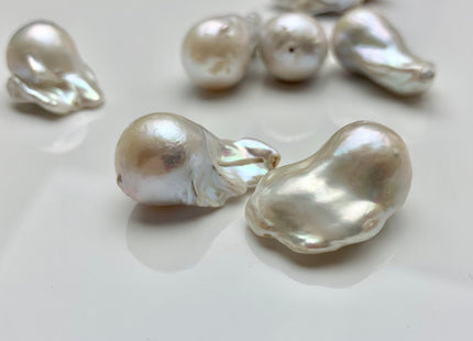 One-Of-A-Kind 15-18x22-30 mm AAA Jumbo Natural White Baroque Pearl High Luster Tear Drop Shape White Baroque Pearl Beads #1094