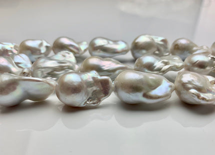 One-Of-A-Kind 15-18x22-30 mm AAA Jumbo Natural White Baroque Pearl High Luster Tear Drop Shape White Baroque Pearl Beads #1094