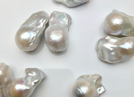 One-Of-A-Kind 15-18x22-30 mm AAA Jumbo Natural White Baroque Pearl High Luster Tear Drop Shape White Baroque Pearl Beads #1094
