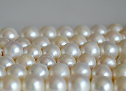 9-12 mm AA Half Strand Large Hole Natural White Potato Freshwater Pearl 2.1 mm Hole Large Hole Beads, Large Hole White Pearls #1