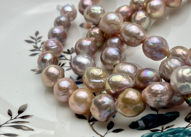 11-13mm AAA Half Strand LargeHole Very Rare Dark Mauve Pink Baroque Pearl Bead 2.2mm Hole Natural Edison Pearl With Iridescent Color #P2069