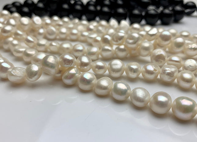 8-9 mm Natural White Freshwater Nugget Pearl Beads Genuine Natural White Potato Nugget Shape Freshwater Pearls #1449