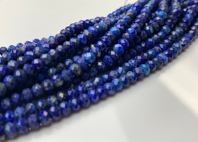 3x4 mm AA Faceted Rondelle Natural Lapis Gemstone Beads Natural Blue Color Quality Faceted Rondelle Shape #2264