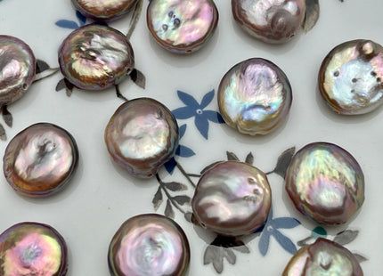 ONE Piece AAA 13-14 mm Natural Mauve Pink Top Quality Super High Luster Smooth Thick Coin Pearl For Earring Pendant And Necklace #P2185
