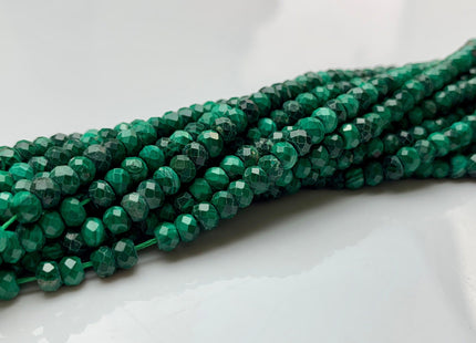3x4 mm AAA Natural Color Faceted Rondelle Malachite Gemstone Beads Top Quality Micro Faceted Malachite Gemstone Loose Beads # 2420