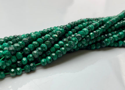 3x4 mm AAA Natural Color Faceted Rondelle Malachite Gemstone Beads Top Quality Micro Faceted Malachite Gemstone Loose Beads # 2420